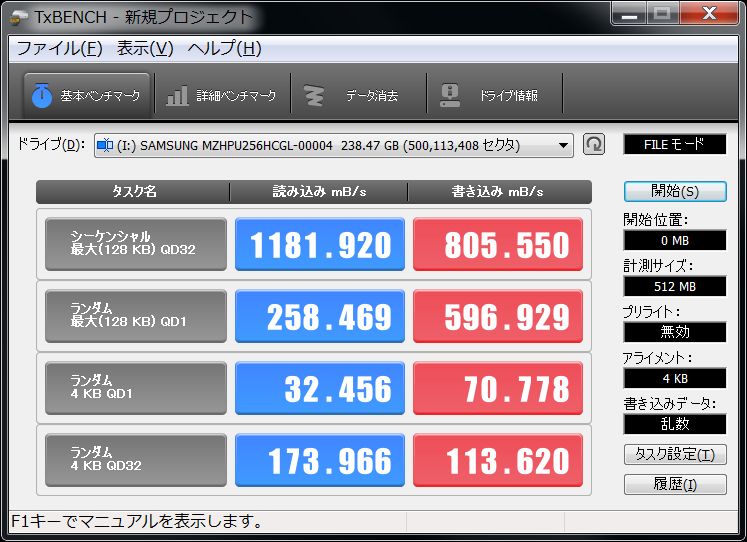 TxBENCH SAMSUNG XP941 256GB