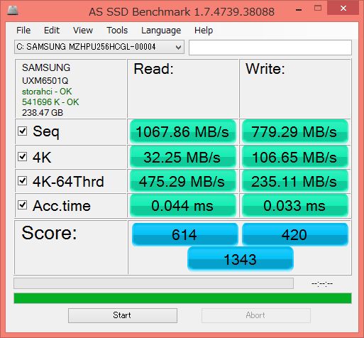 AS SSD Benchmark SAMSUNG XP941 256GB